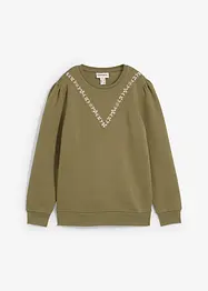 Sweatshirt i bomullsmiks med broderi, bonprix