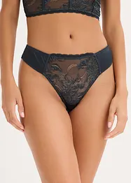 Stringtruse med delikat blonde og glanseffekt, bonprix