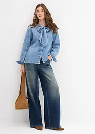 Jeansbluse med sløyfe, bonprix