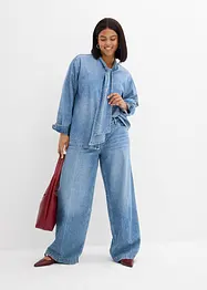 Jeansbluse med sløyfe, bonprix