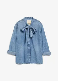 Jeansbluse med sløyfe, bonprix