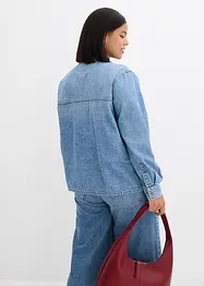 Jeansbluse med sløyfe, bonprix