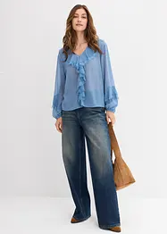 Chiffonbluse med volanger, bonprix