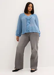 Chiffonbluse med volanger, bonprix