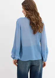 Chiffonbluse med volanger, bonprix