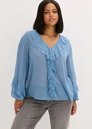 Chiffonbluse med volanger, bonprix