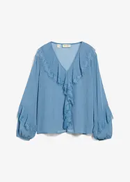 Chiffonbluse med volanger, bonprix