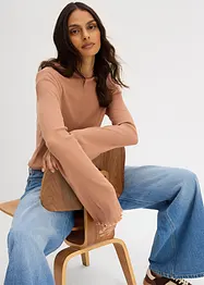 Ribbet topp i 100% bomull, bonprix