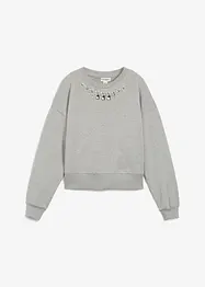 Oversized sweatshirt med strass, bonprix