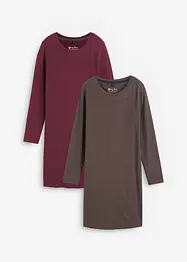 Figurnær jerseykjole i bomull med stretch (2-pack), bonprix