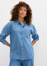 Oversized jeansskjorte av økologisk bomull, bonprix