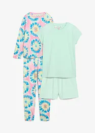 Pyjamas og kort pyjamas med myk økologisk bomull (4-delt sett), bonprix