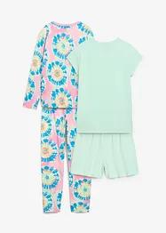 Pyjamas og kort pyjamas med myk økologisk bomull (4-delt sett), bonprix