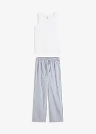 Pyjamas med ribbet topp og vevd bukse, bonprix