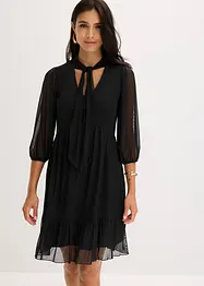 Jerseykjole med mesh og knyting i halsen, bonprix