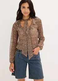 Mesh-topp med volang og sløyfe, bonprix