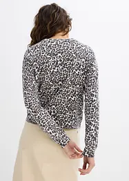 Finstrikket jakke med leopardmønster, bonprix