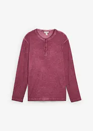 Henley T-skjorte, langermet i vasket stil av 100% økologisk bomull, bonprix