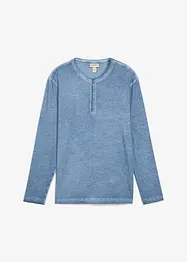 Henley T-skjorte, langermet i vasket stil av 100% økologisk bomull, bonprix