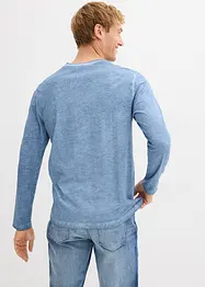Henley T-skjorte, langermet i vasket stil av 100% økologisk bomull, bonprix