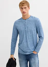 Henley T-skjorte, langermet i vasket stil av 100% økologisk bomull, bonprix