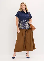 Oversized, kortermet poplinbluse av bomull, bonprix