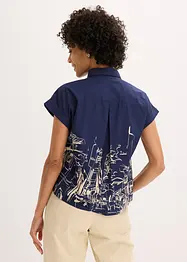 Oversized, kortermet poplinbluse av bomull, bonprix
