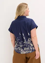 Oversized, kortermet poplinbluse av bomull, bonprix