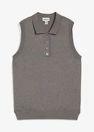 Finstrikket topp med silkeandel og polokrage, bonprix