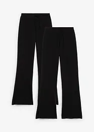 Jerseybukse i økologisk bomull med elastan og utsvingte ben (2-pack), bonprix