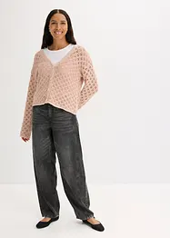 Strikkejakke med hullmønster, bonprix