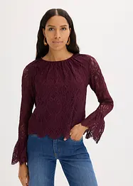 Bluse med volanger, bonprix