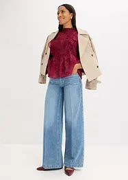 Bluse med borderi, bonprix