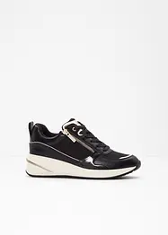 Trendy sneakers fra Tamaris med glitrende overmateriale og detaljer i reptil- og lakkstil, Tamaris