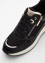 Trendy sneakers fra Tamaris med glitrende overmateriale og detaljer i reptil- og lakkstil, Tamaris