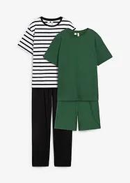 Pyjamas og kort pyjamas med myk økologisk bomull (4-delt sett), bonprix