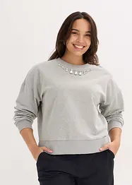 Oversized sweatshirt med strass, bonprix