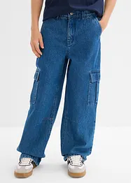 Loose Fit-cargojeans med regulerbar linning, Straight, bonprix