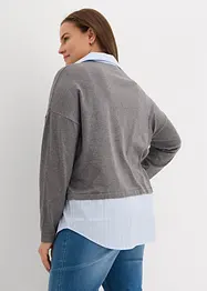 Genser i finstrikk med bluse-innfelling, bonprix