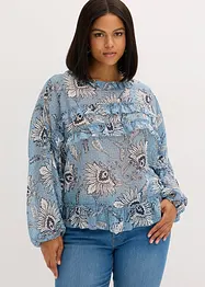 Chiffonbluse med rysjer, bonprix