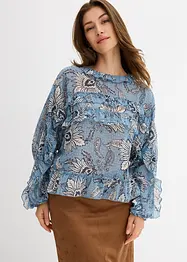Chiffonbluse med rysjer, bonprix