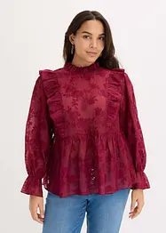 Bluse med borderi, bonprix