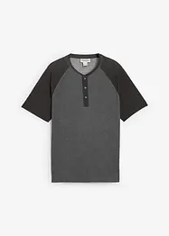 Henley T-skjorte med korte ermer, i vasket stil av 100% økologisk bomull, bonprix