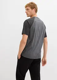 Henley T-skjorte med korte ermer, i vasket stil av 100% økologisk bomull, bonprix