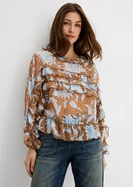 Chiffonbluse med rysjer, bonprix