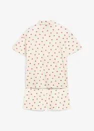 Kort pyjamas av 100% økologisk bomull med knappestolpe (sett i 2 deler), bonprix