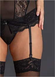 Korsett med strømpeholder +stringtruse ouvert (2-delt sett), bonprix
