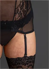 Korsett med strømpeholder +stringtruse ouvert (2-delt sett), bonprix