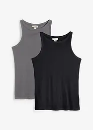 Ribbet topp i 100% økologisk bomull (2-pack), bonprix