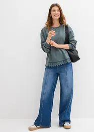 Sweatshirt med blondebesetning, bonprix